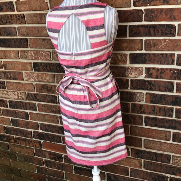 LOFT‎ Pink Striped Linen Sleeveless Dress - Picture 3 of 5